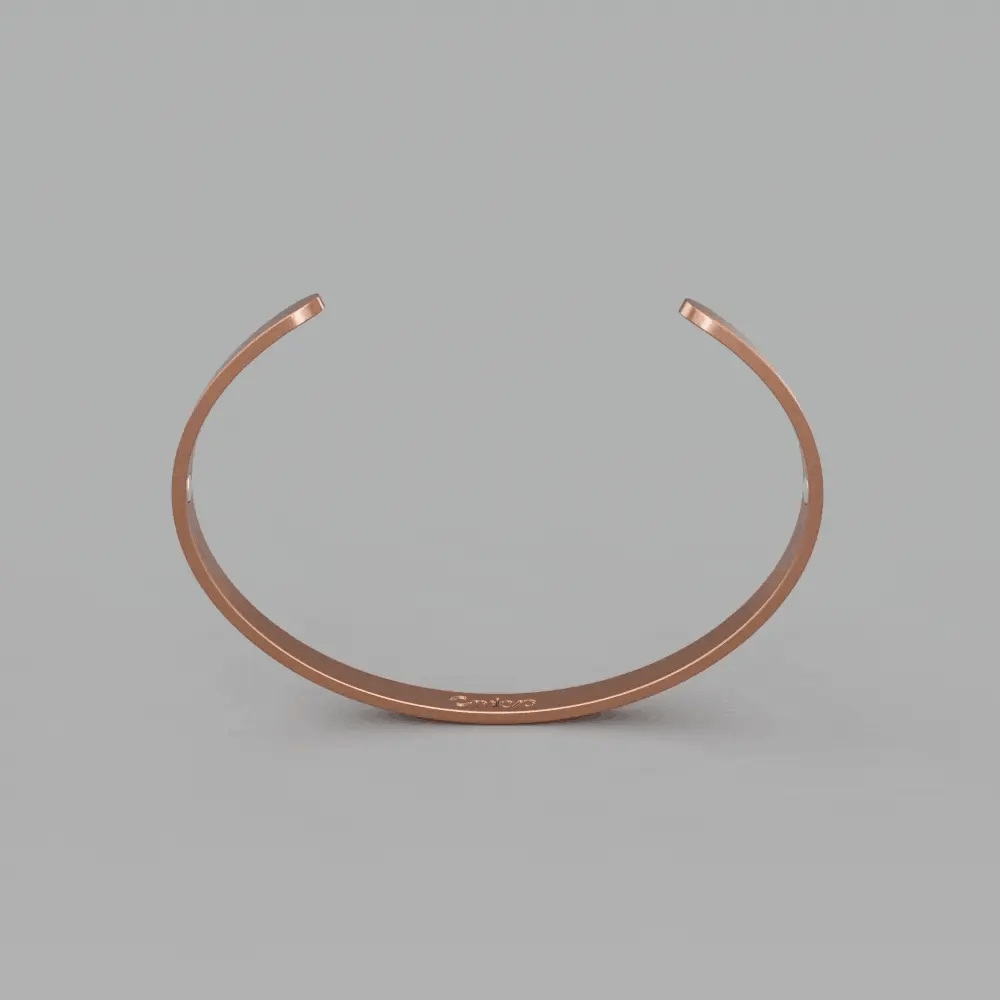 Animated rotating view of the Omlezo Magnetic Copper Bracelet in rose gold finish