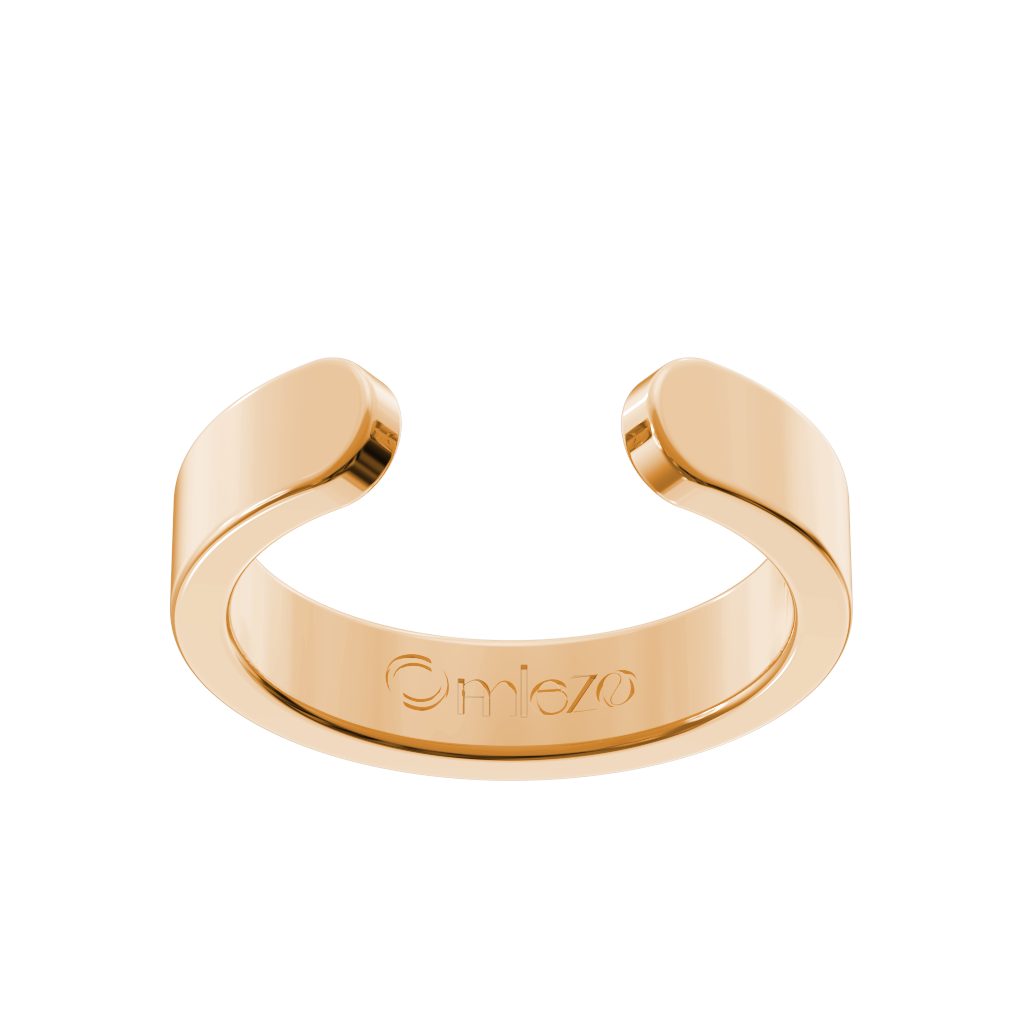 Close-up of the gold Omlezo Copper Magnetic Ring in a product display